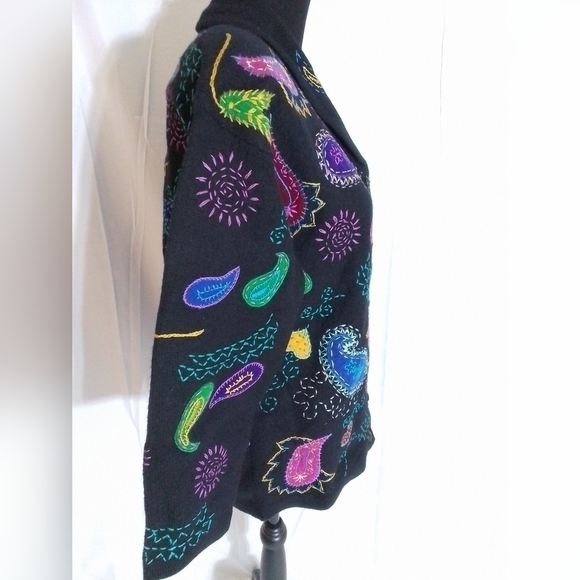 NWT Design Options Philip & Jane Gordon PAISLEY Cardigan WOOL Sweater Womens SM - Picture 2 of 6
